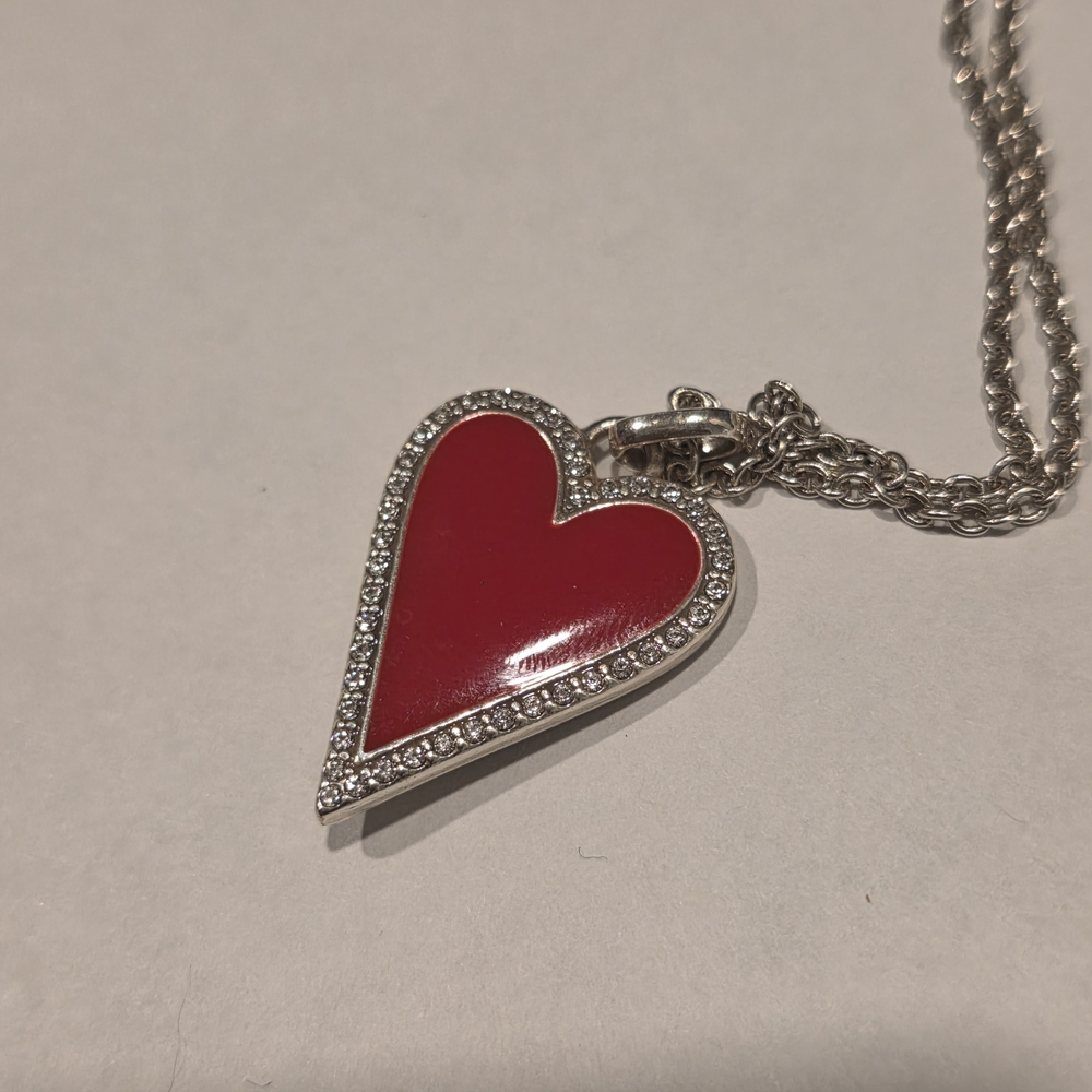 Brighton DAZZLING HEART necklace RED VALENTINES DAY JEWELRY REVERSIBLE Crystals